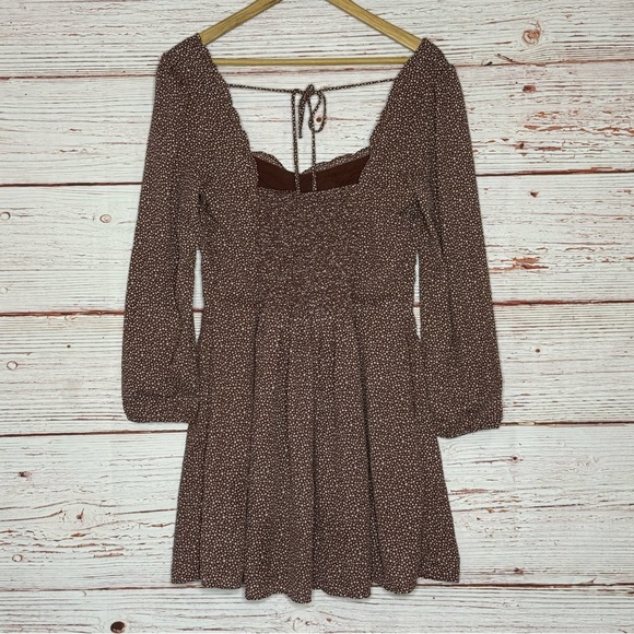 NWT Abercrombie & Fitch Portrait Neck Long Sleeve Polka Dot Mini Dress Sz M - Picture 10 of 16